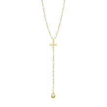 Gigi Clozeau - Chapelet blanc Spark diamants, or jaune, 45 cm