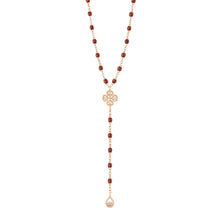 Gigi Clozeau - Chapelet moka Lucky Trèfle, diamants, or rose, 45 cm