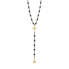Gigi Clozeau - Chapelet noir Spark diamants, or noir et jaune, 45 cm