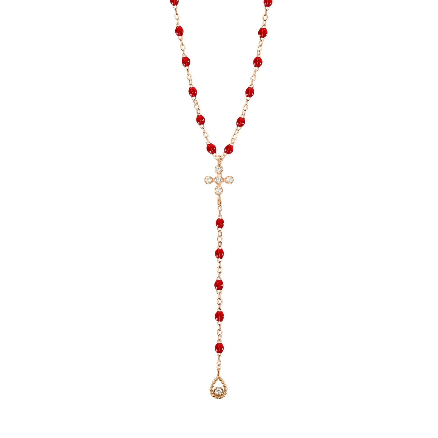 Gigi Clozeau - Chapelet rubis Spark diamants, or rose, 45 cm