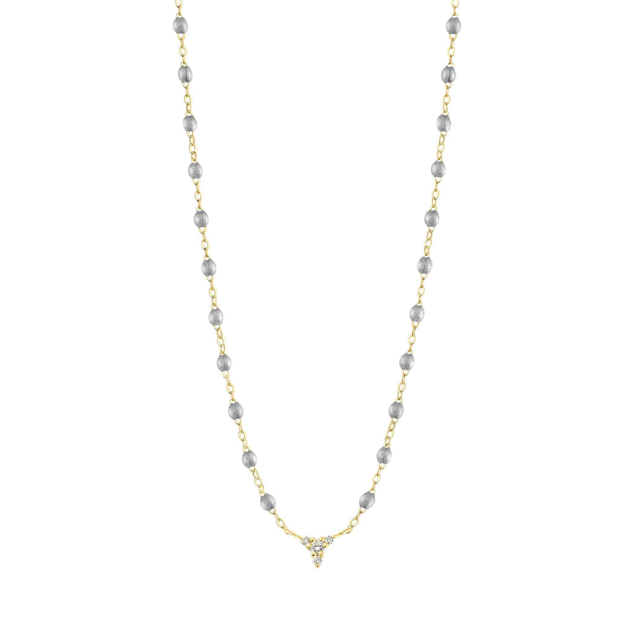 Gigi Clozeau - Collier argent petit Kosmos, diamants, or jaune, 42 cm