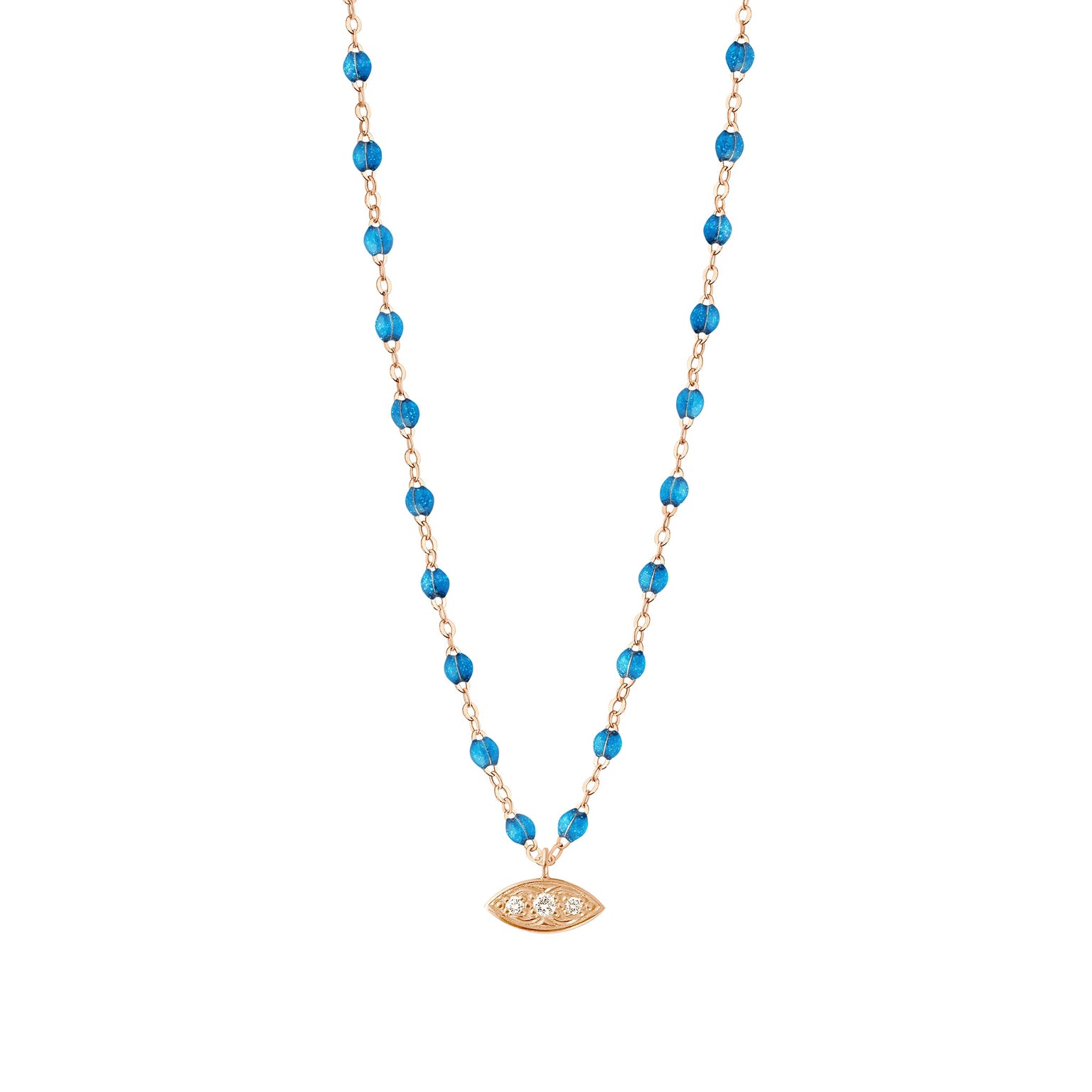 Gigi Clozeau - Collier azur Clin d’œil diamants, or rose, 42 cm