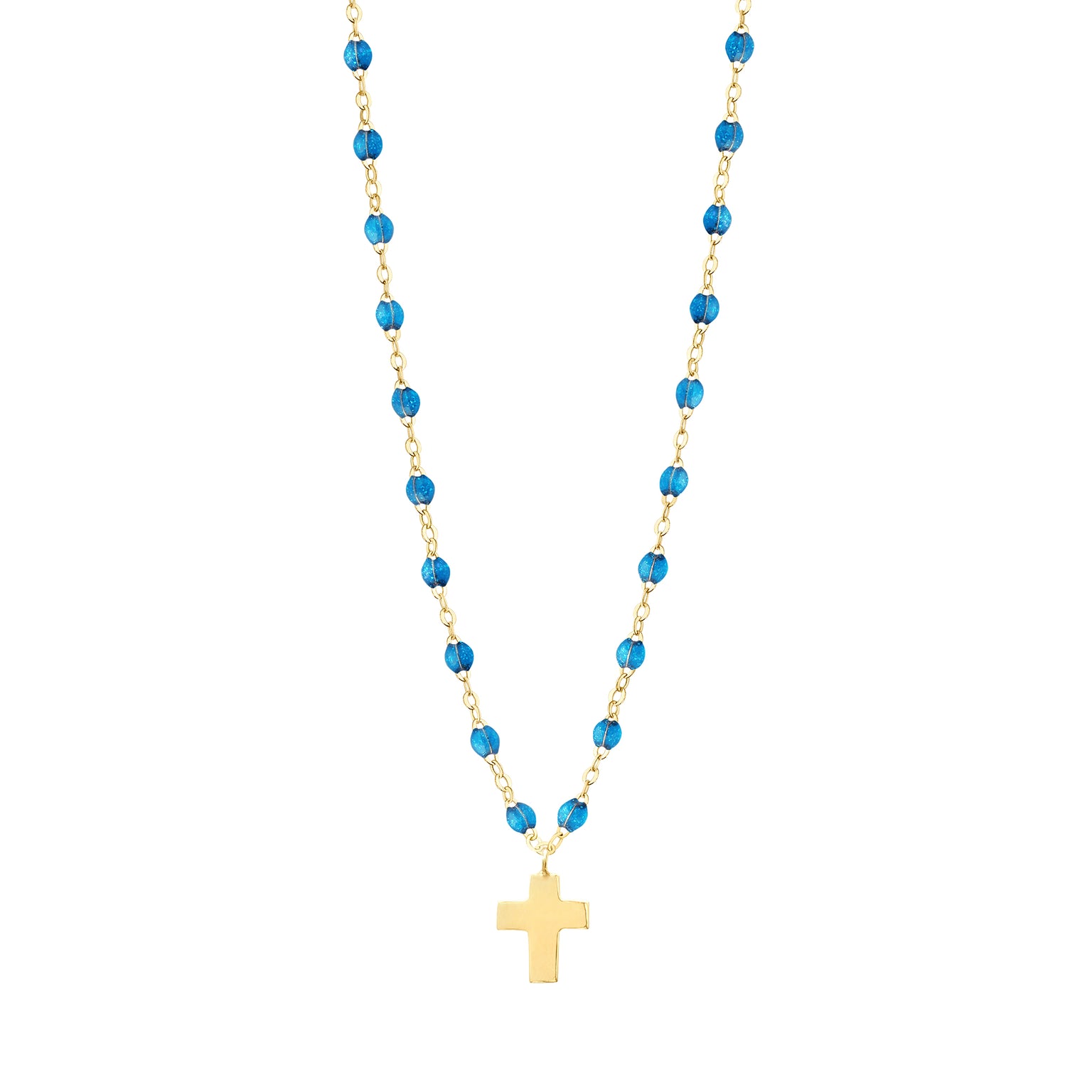 Gigi Clozeau - Collier azur Croix Classique Gigi, or jaune, 42 cm
