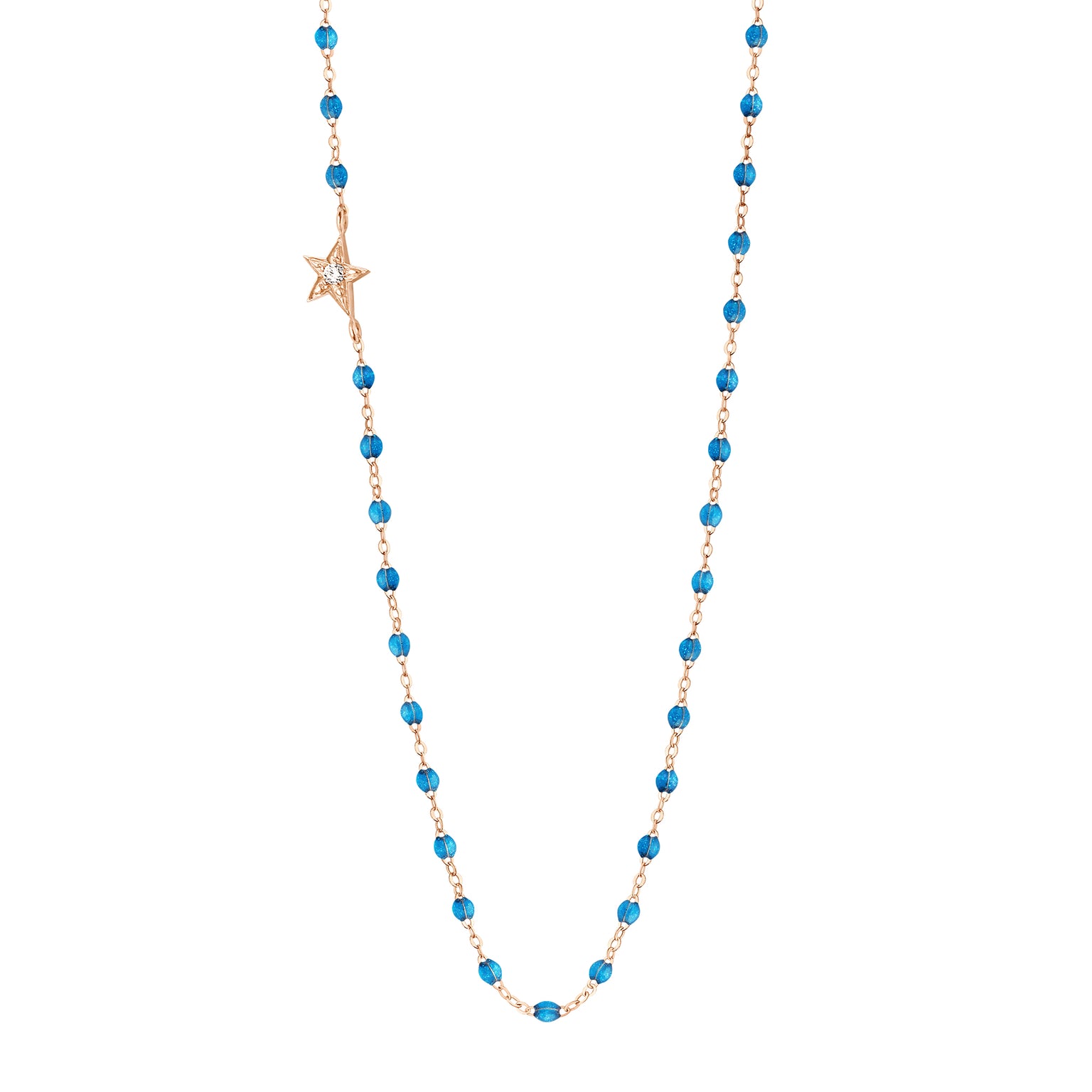 Gigi Clozeau - Collier azur Etoile, diamant, or rose, 42 cm