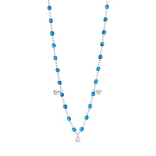 Gigi Clozeau - Collier azur Gigi Suprême, or blanc, 3 diamants, 45 cm