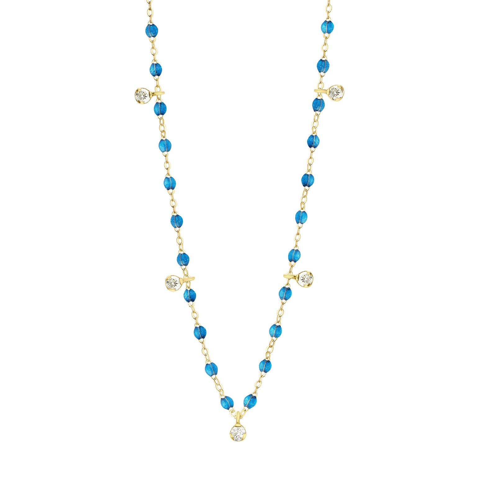 Gigi Clozeau - Collier azur Gigi Suprême, or jaune, 5 diamants, 45 cm