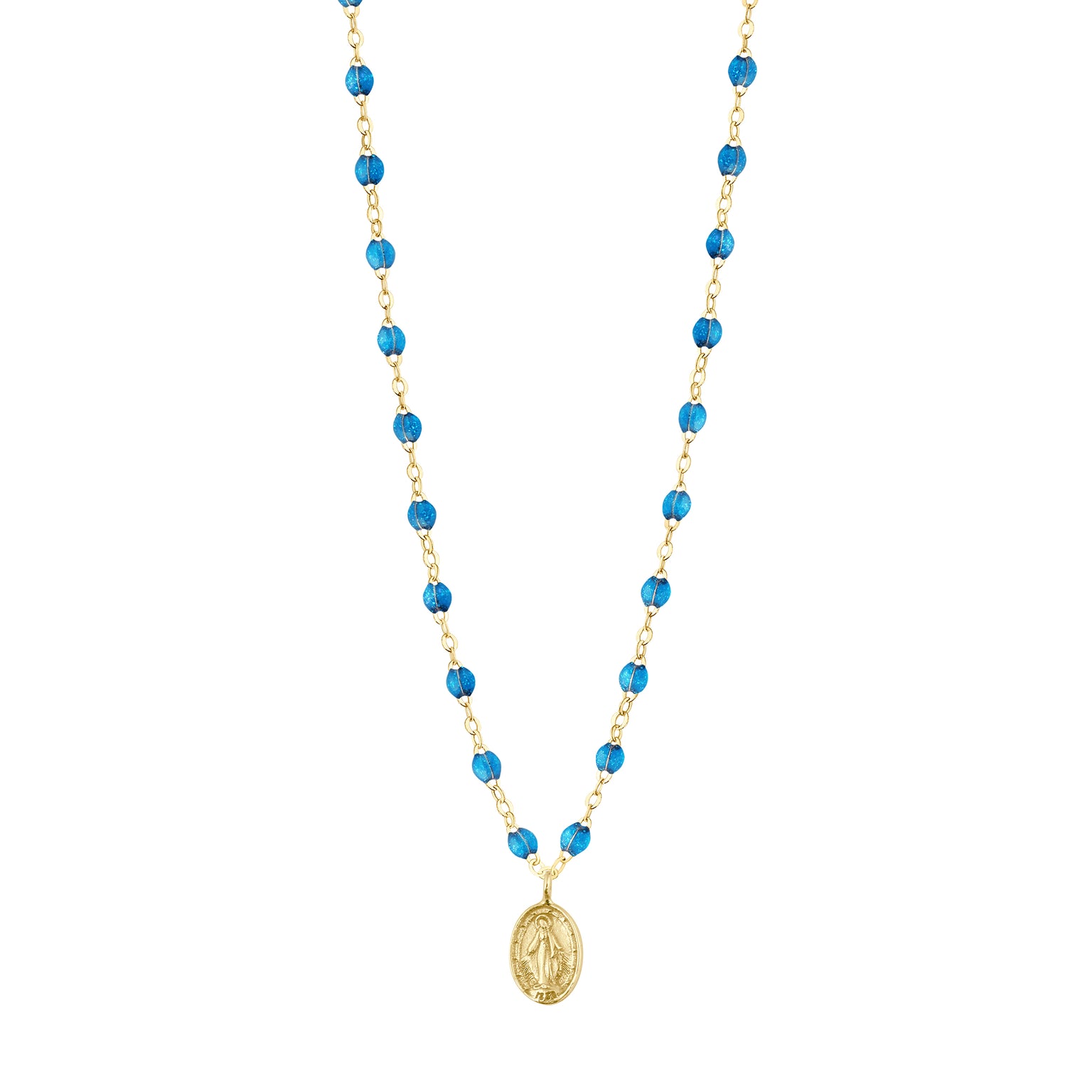 Gigi Clozeau - Collier azur Madone, or jaune, 42 cm
