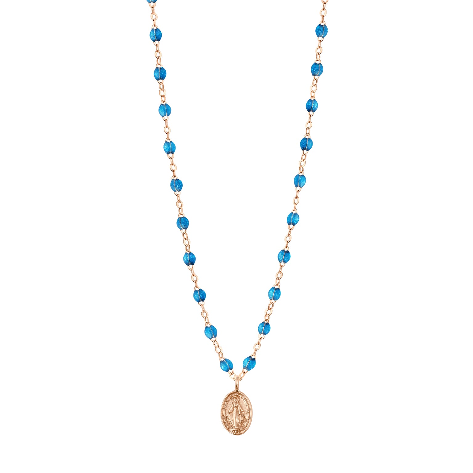 Gigi Clozeau - Collier azur Madone, or rose, 42 cm