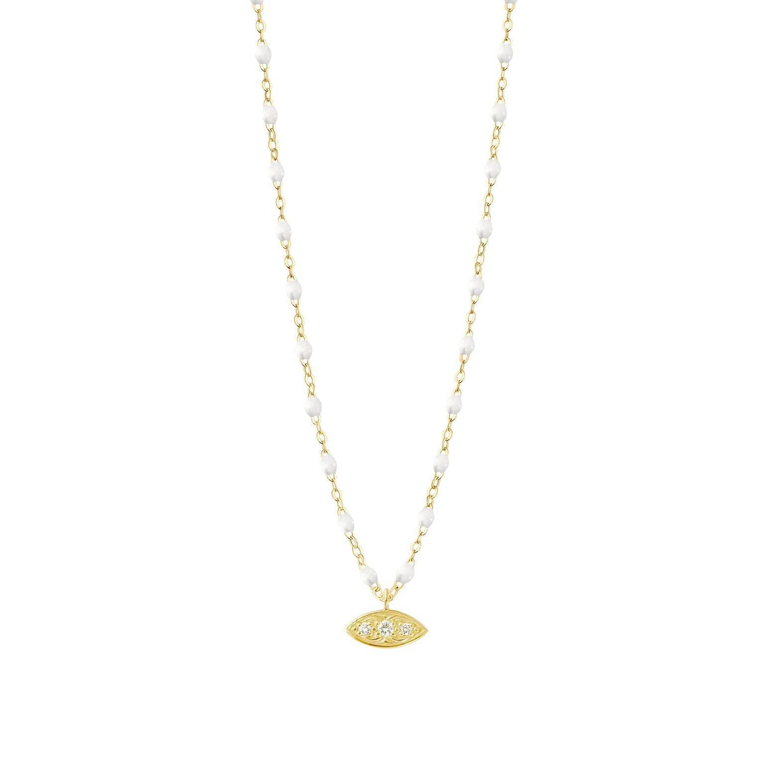 Gigi Clozeau - Collier blanc Clin d’œil diamants, or jaune, 42 cm