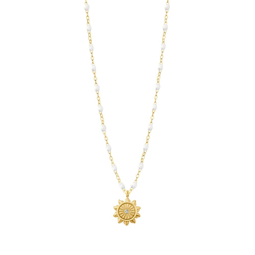 Gigi Clozeau - Collier blanc Lucky Sun diamants, or jaune, 42 cm