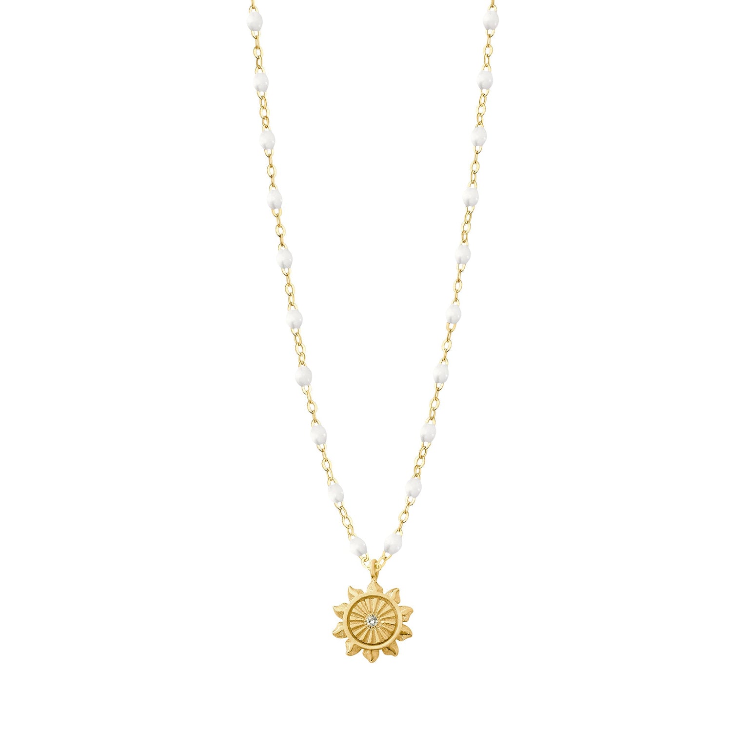 Lucky Sun White Diamond Necklace Yellow Gold 42 cm