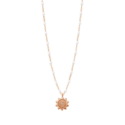 Gigi Clozeau - Collier blanc Lucky Sun diamants, or rose, 42 cm