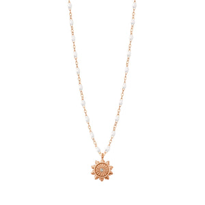 Gigi Clozeau - Collier blanc Lucky Sun diamants, or rose, 42 cm
