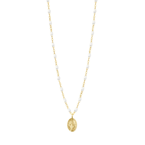 Gigi Clozeau - Collier blanc madone, or jaune, 42 cm 