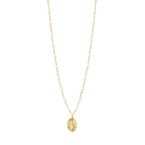Gigi Clozeau - Collier blanc madone, or jaune, 42 cm 