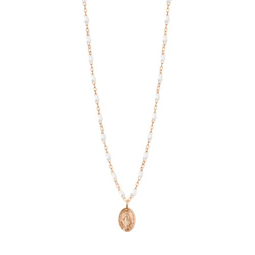 Gigi Clozeau - Collier blanc Madone, or rose, 42 cm 