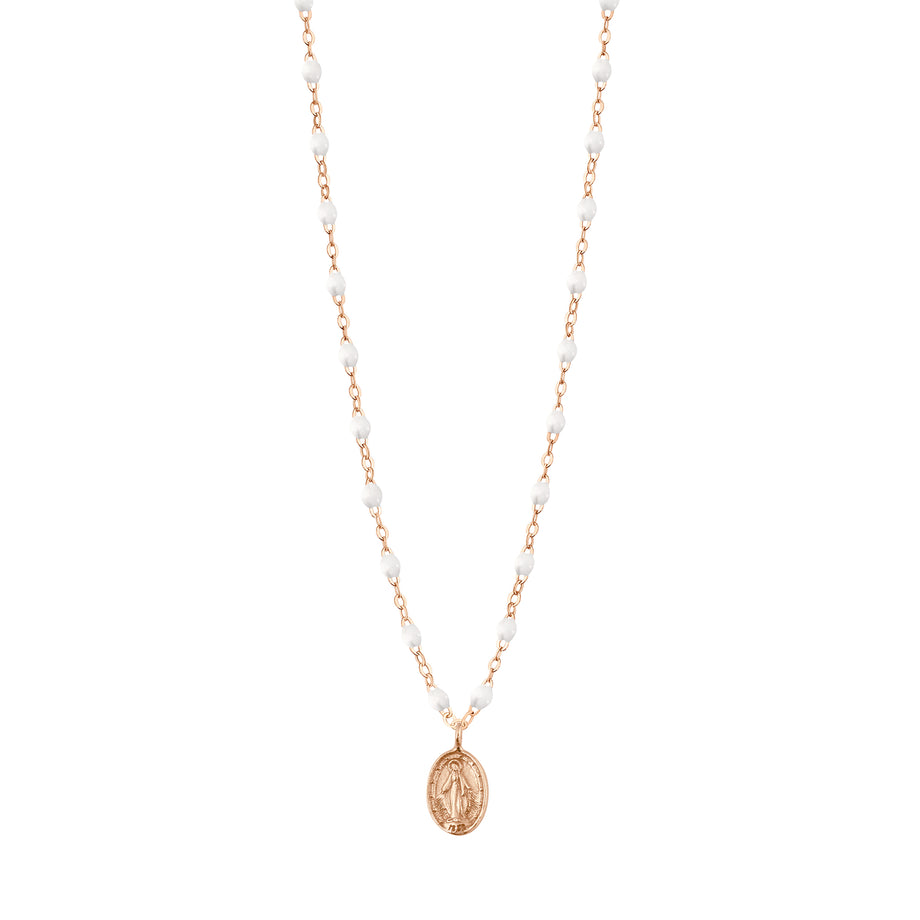 Gigi Clozeau - Collier blanc Madone, or rose, 42 cm 