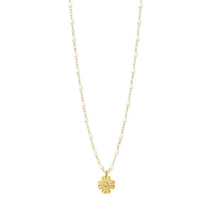 Gigi Clozeau - Collier blanc Trèfle Lumière, diamant, or jaune, 42 cm