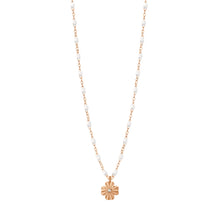 Gigi Clozeau - Collier blanc Trèfle Lumière, diamant, or rose, 42 cm