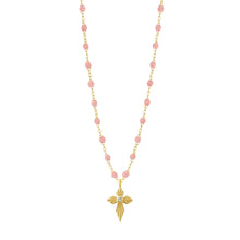 Gigi Clozeau - Collier blush Croix Lumière, Diamants, or jaune, 42 cm
