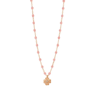 Gigi Clozeau - Collier blush Trèfle Lumière, diamant, or rose, 42 cm