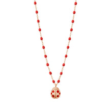 Gigi Clozeau - Collier coquelicot Ladybug, or rose, 42cm