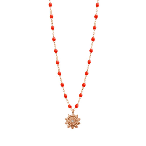 Gigi Clozeau - Collier corail Lucky Sun diamants, or rose, 42 cm