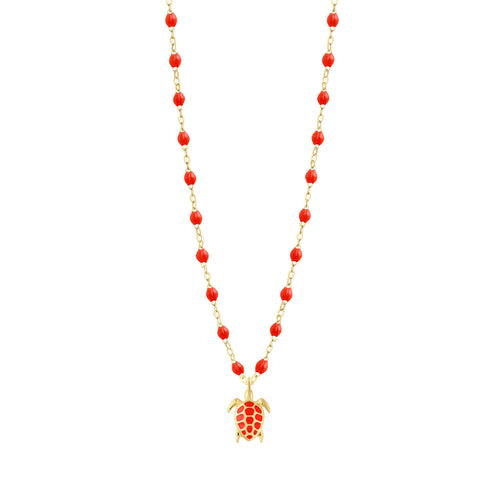 Gigi Clozeau - Collier corail Tortue, or jaune, 42 cm