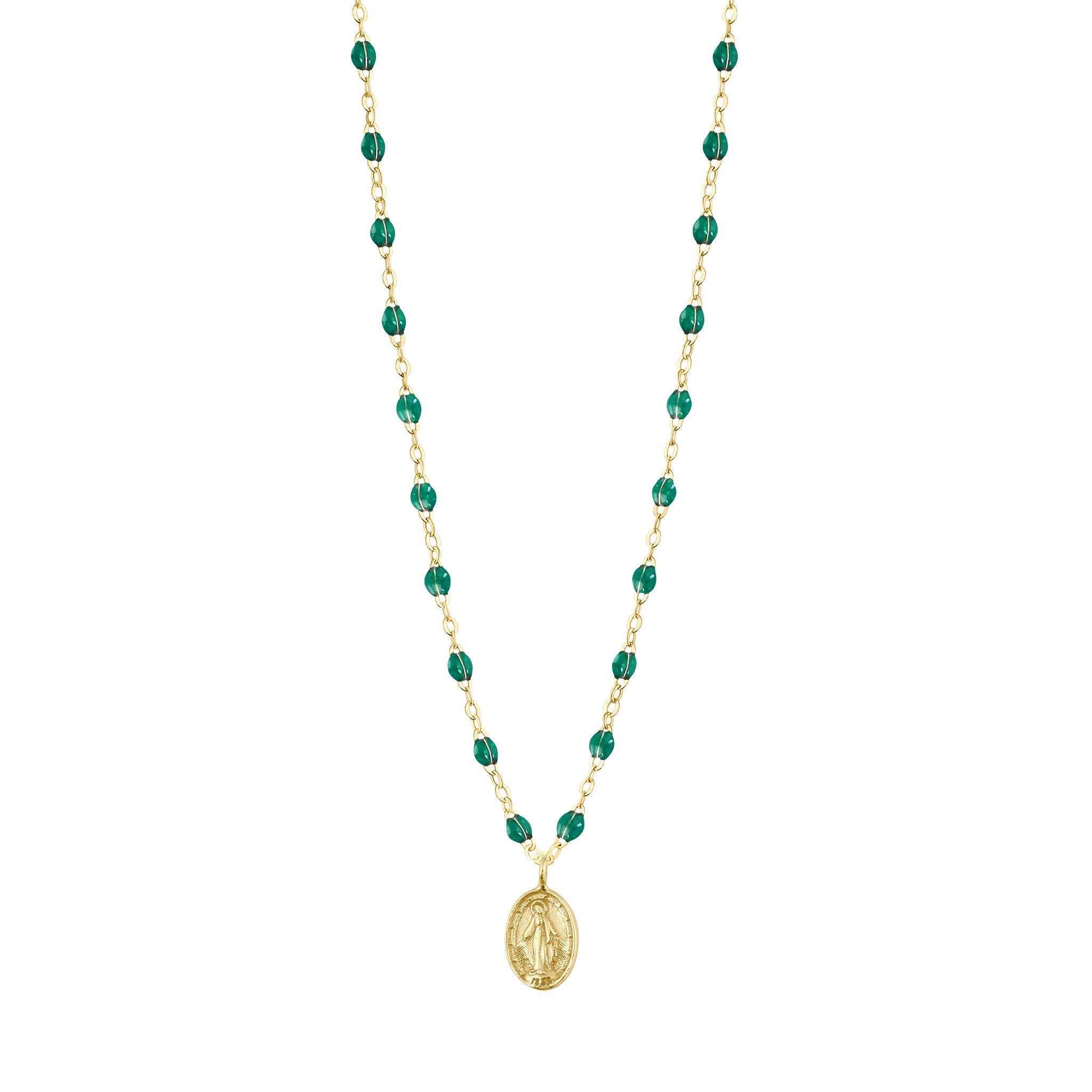 Gigi Clozeau - Collier émeraude Madone, or jaune, 42 cm 