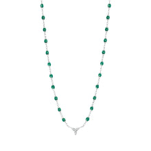 Gigi Clozeau - Collier émeraude petit Kosmos, diamants, or blanc, 42 cm