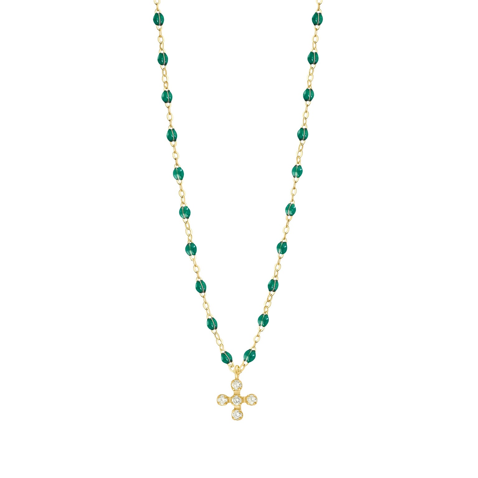 Gigi Clozeau - Collier émeraude Spark diamants, or jaune, 42 cm