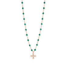 Gigi Clozeau - Collier émeraude Spark diamants, or rose, 42 cm