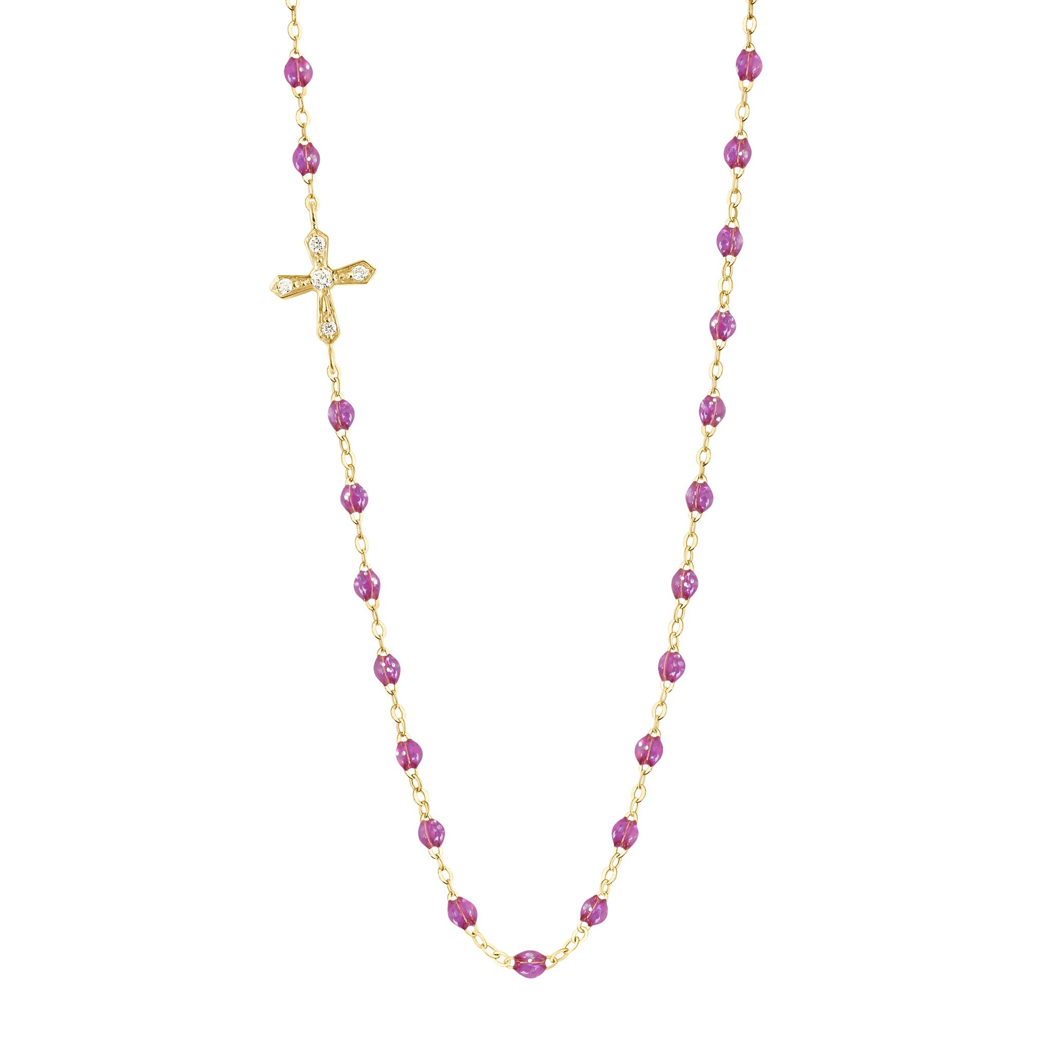 Gigi Clozeau - Collier galaxy Croix Vintage, diamants, or jaune, 42 cm