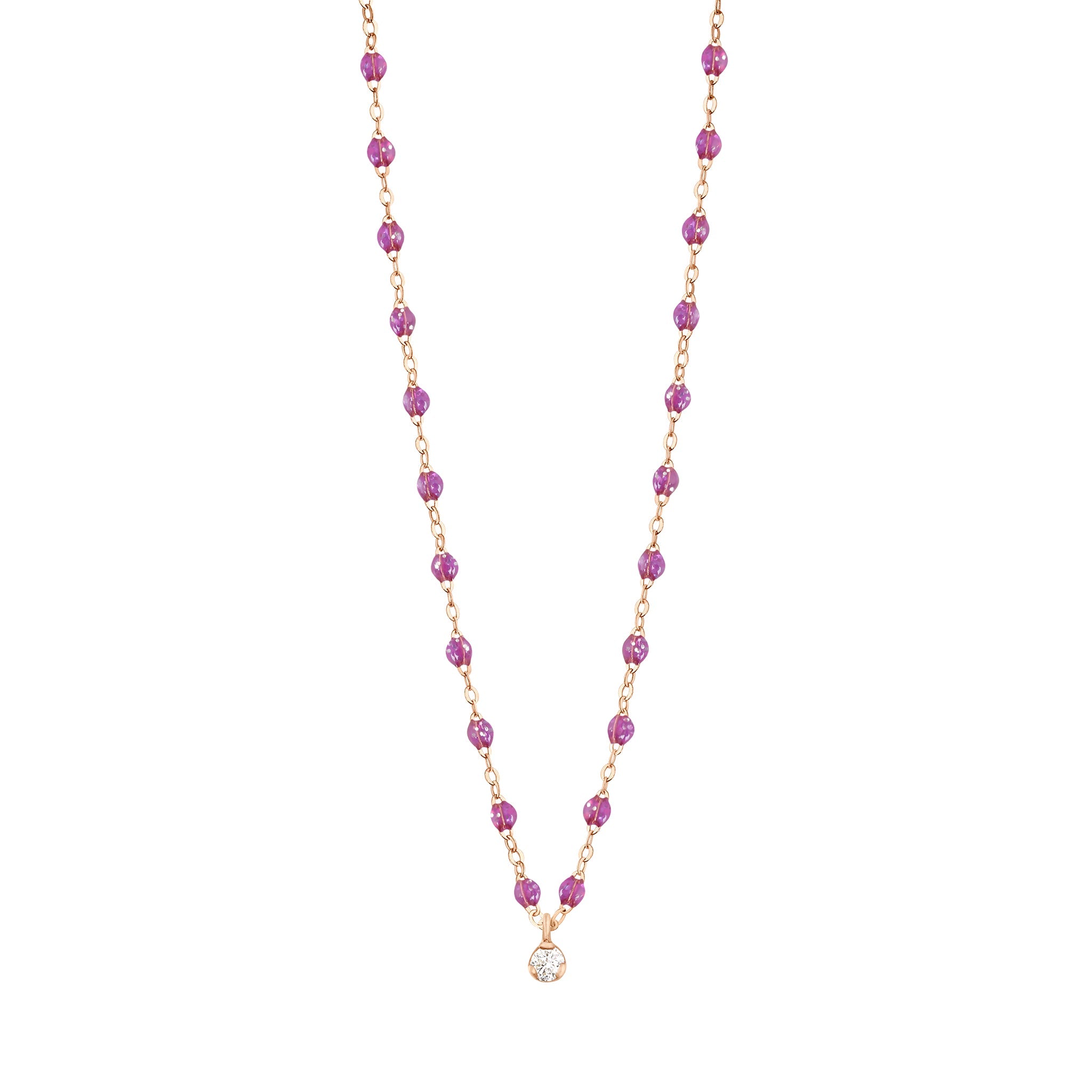 Gigi Clozeau - Collier galaxy Gigi Suprême, or rose, 1 diamant, 42 cm