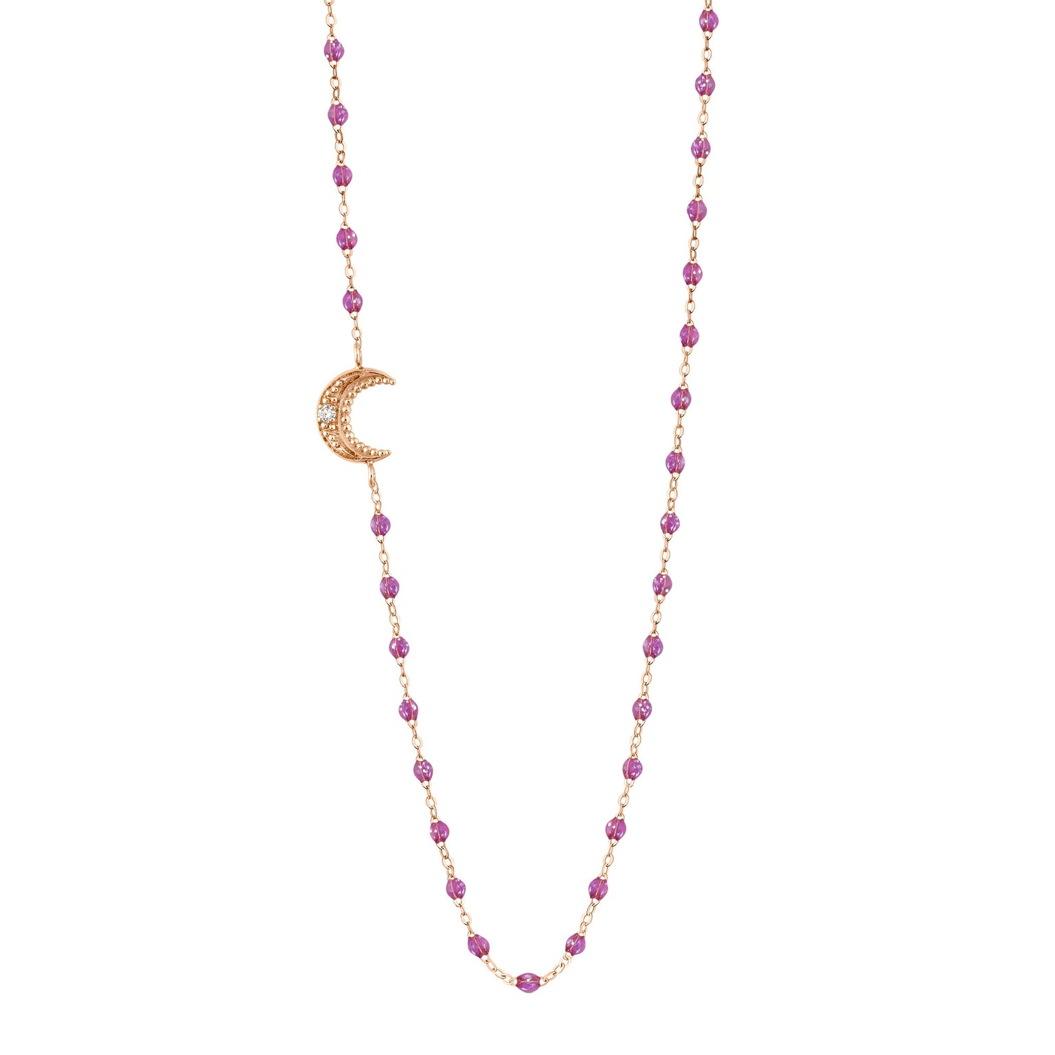 Gigi Clozeau - Collier galaxy Lune, diamant, or rose, 42 cm