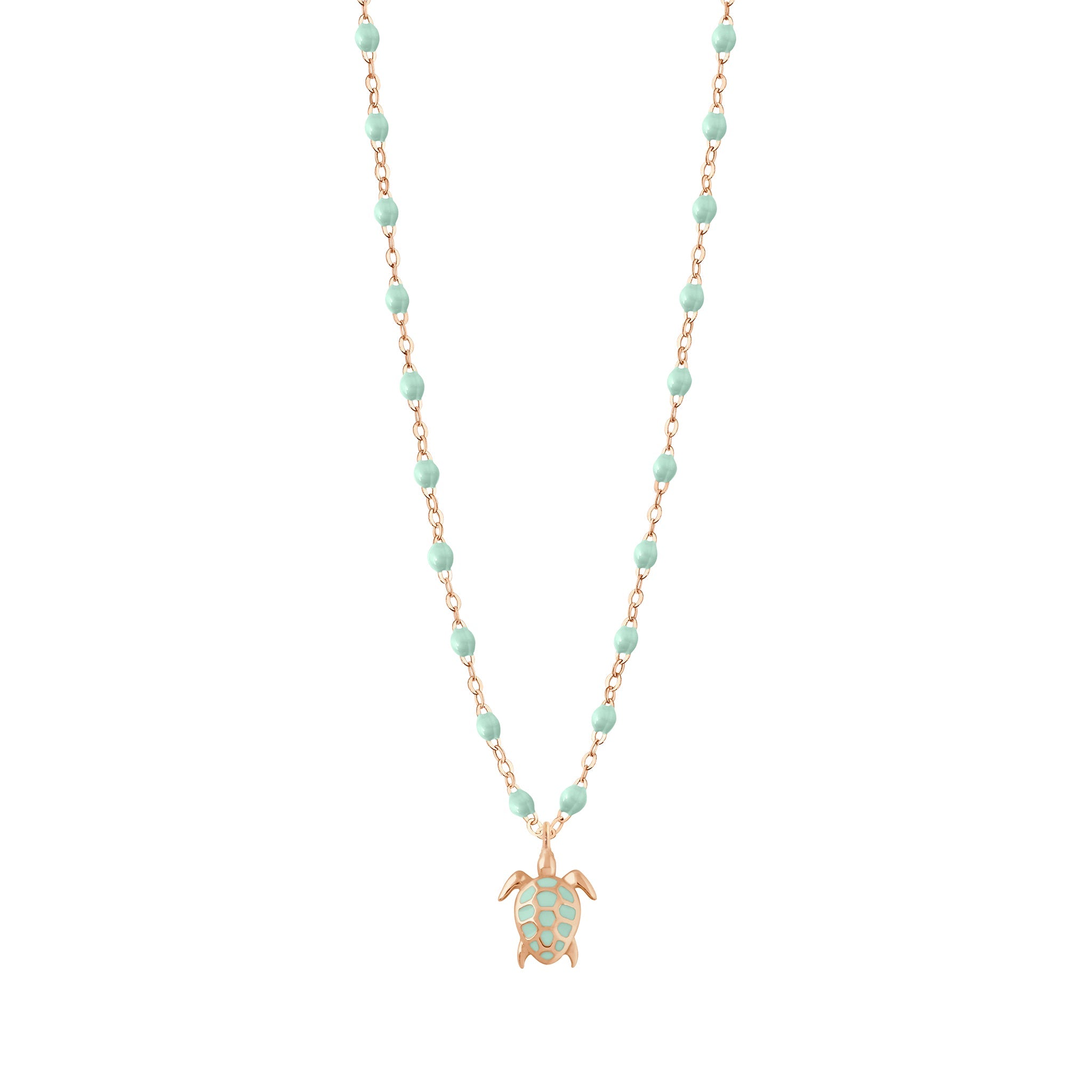 Gigi Clozeau - Collier jade Tortue, or rose, 42 cm