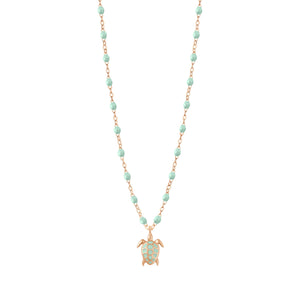 Gigi Clozeau - Collier jade Tortue, or rose, 42 cm