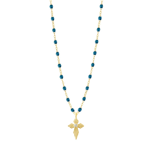 Gigi Clozeau - Collier jungle Croix Lumière, diamants, or jaune, 42 cm