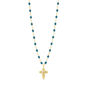 Gigi Clozeau - Collier jungle Croix Lumière, diamants, or jaune, 42 cm