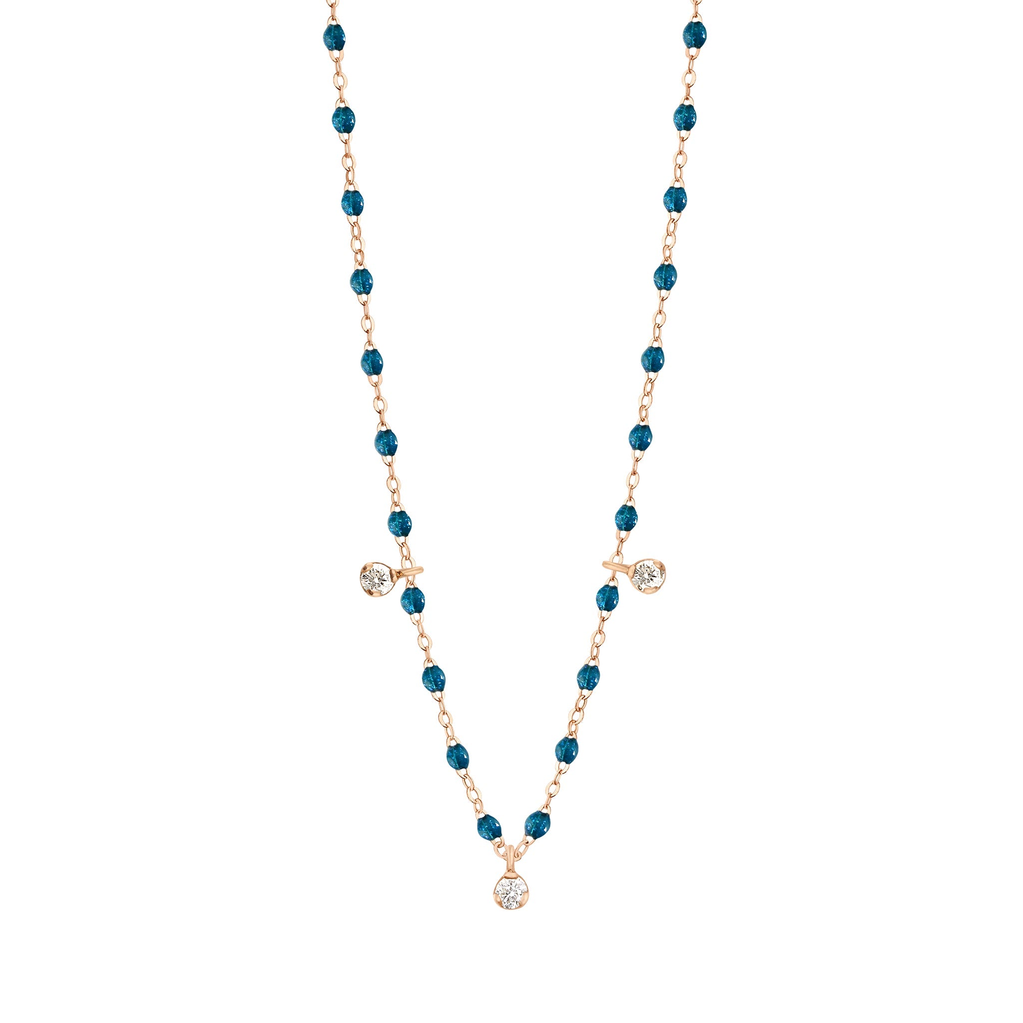 Gigi Clozeau - Collier jungle Gigi Suprême, or rose, 3 diamants, 45 cm