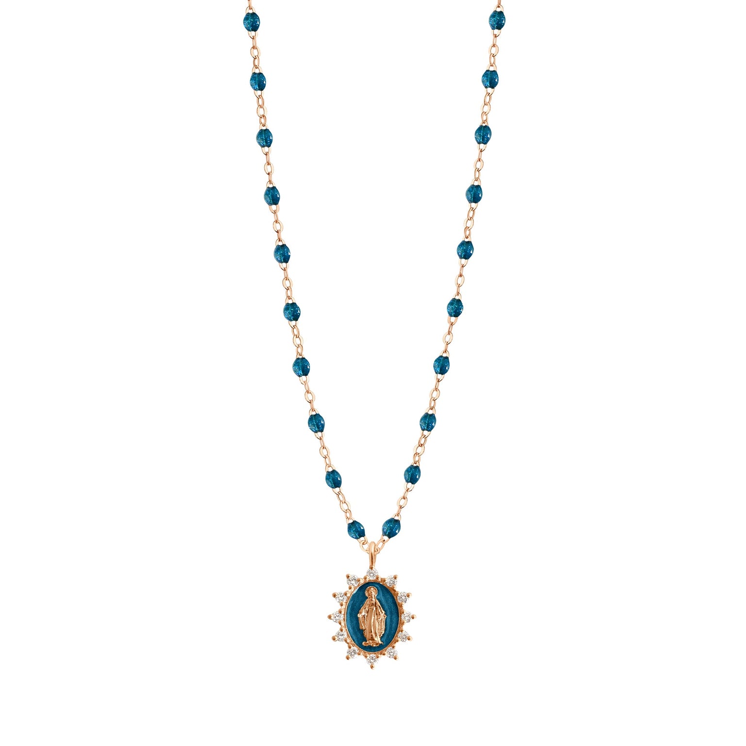 Gigi Clozeau - Collier jungle Petite Madone Suprême diamants, or rose, 42 cm