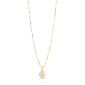 Gigi Clozeau - Collier Karma résine blanche, or jaune, 42 cm