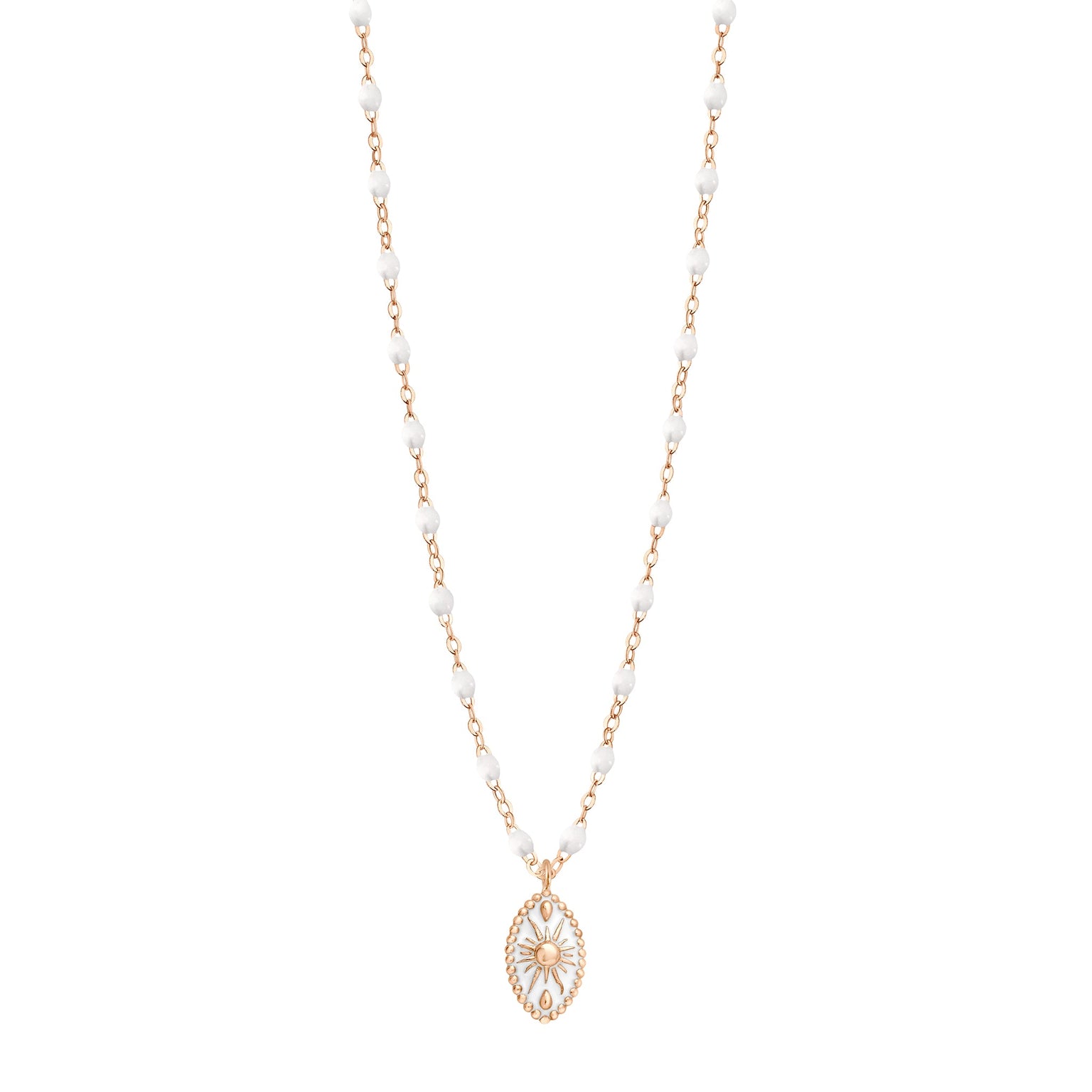 Gigi Clozeau - Collier Karma résine blanche, or rose, 42 cm