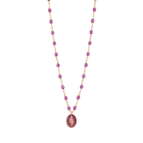 Gigi Clozeau - Collier Madone résine galaxy, or rose, 42 cm