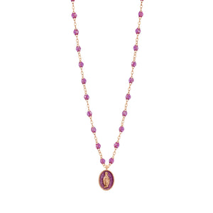 Gigi Clozeau - Collier Madone résine galaxy, or rose, 42 cm
