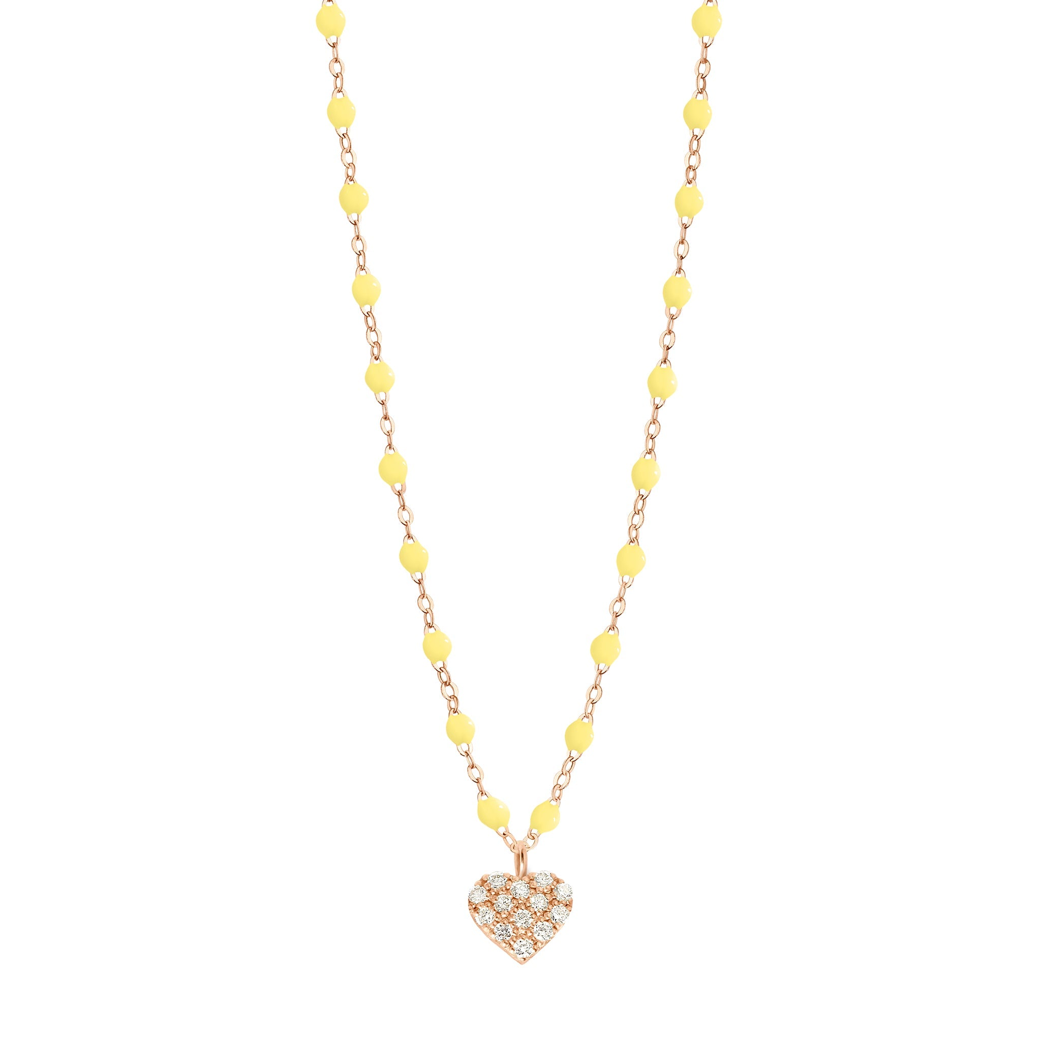 Gigi Clozeau - Collier mimosa Cœur In Love, Diamants, or rose, 42 cm