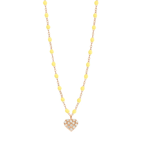 Gigi Clozeau - Collier mimosa Cœur In Love, Diamants, or rose, 42 cm