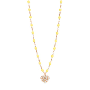 Gigi Clozeau - Collier mimosa Cœur In Love, Diamants, or rose, 42 cm