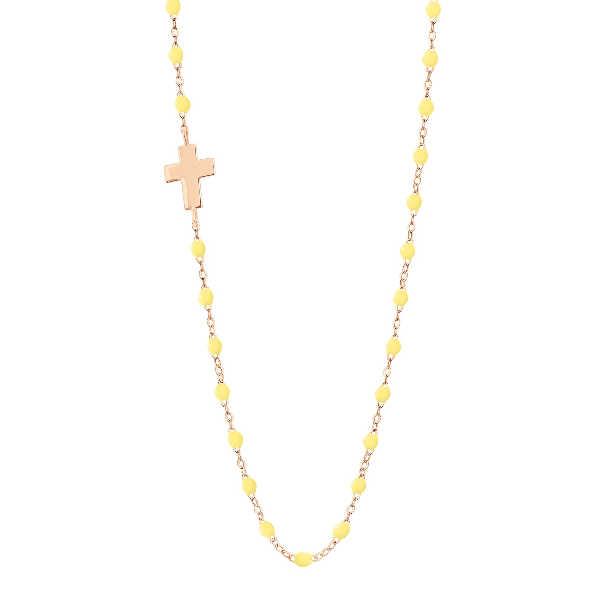 Gigi Clozeau - Collier mimosa Croix côté, or rose, 42 cm