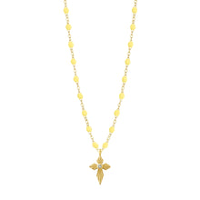 Gigi Clozeau - Collier mimosa Croix Lumière, Diamants, or jaune, 42 cm